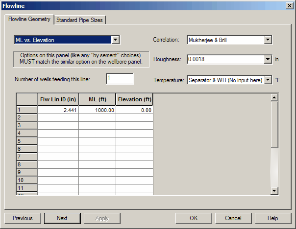Inputs Flowline