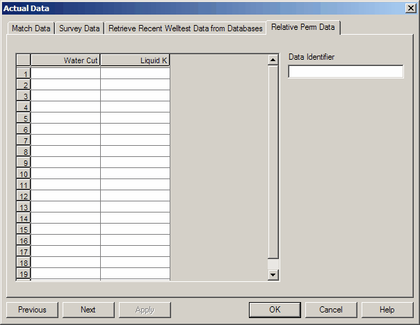Inputs Relative Perm Data